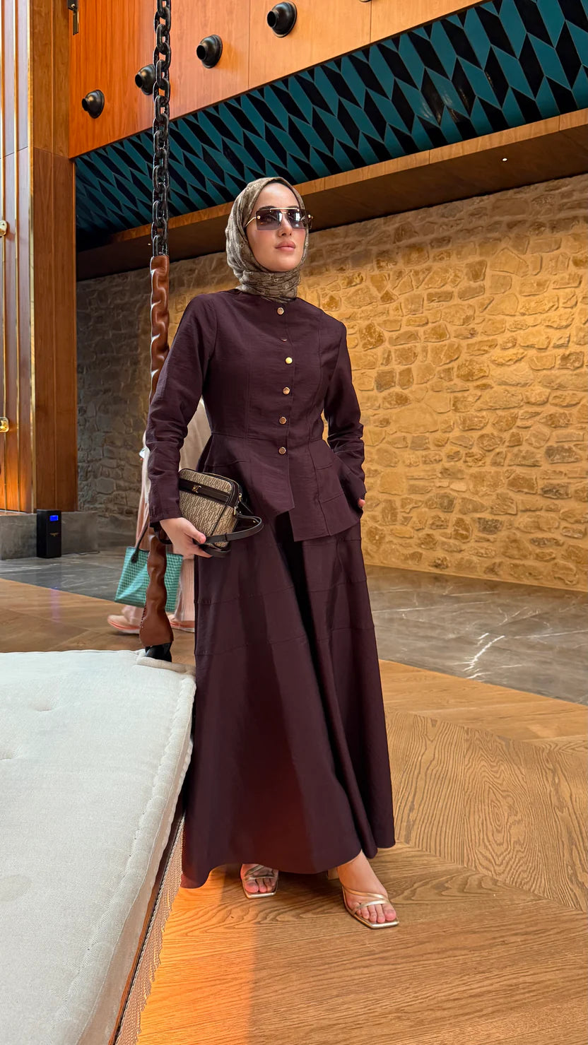 Snap Detail Zara Cupra fabric skirt Set (SK014)