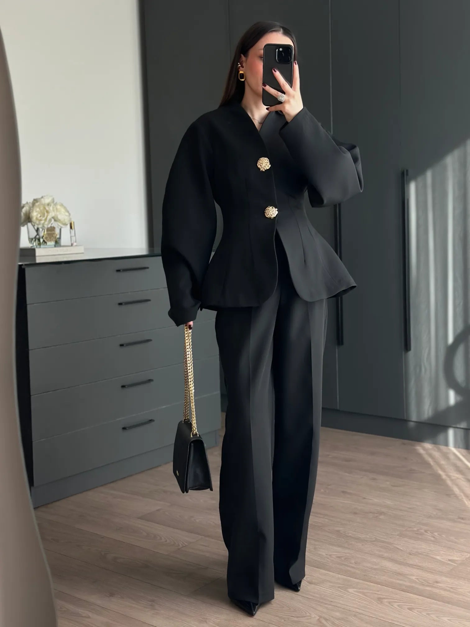 Elegant Balloon Sleeve Tailored Set PT008