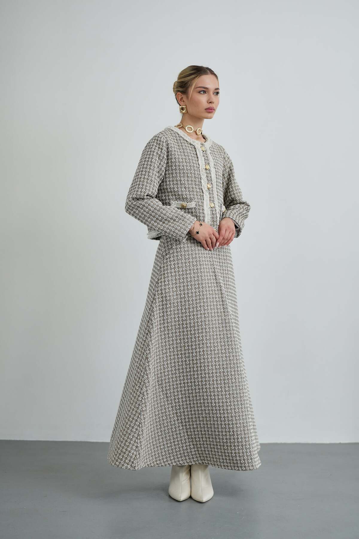 Lined Tweed Jacket & Skirt Modest Suit