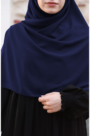 Plain Woven Large Square Scarf - Soft Drape, 120x120 cm — Lacivert