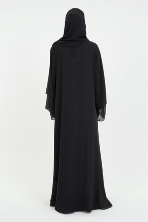 Long Lightweight Abaya and Matching Shawl Set with Snap Closure — Çok Renkli
