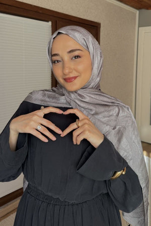 Elegant Jacquard Patterned Shawl for Modest Styling — Gri