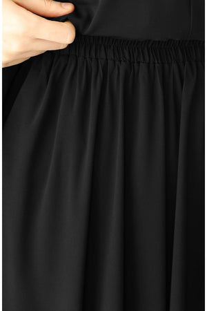 Modest Relaxed Fit Long Tunic & Skirt Set with Batwing Sleeves — Siyah