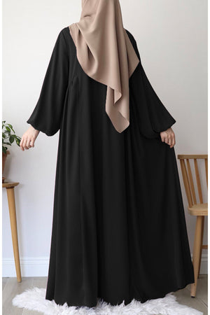 Relaxed Fit Long Modest Dress with Pockets — Siyah