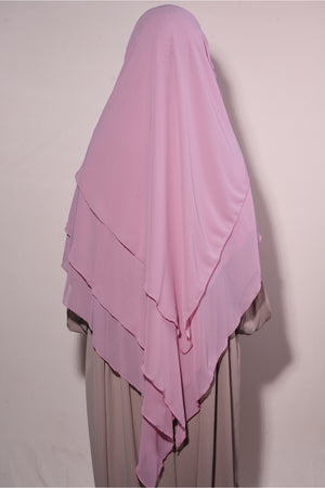 Long Layered Chiffon Khimar with Tie-Back Niqab — pudra-pembesi
