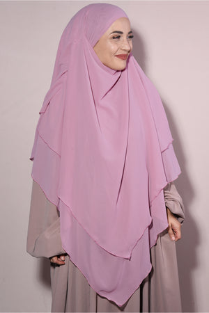 Long Layered Chiffon Khimar with Tie-Back Niqab — pudra-pembesi