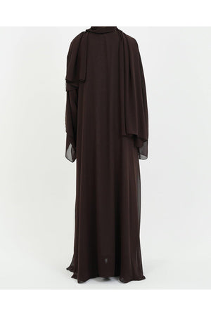 Long Lightweight Abaya and Matching Shawl Set with Snap Closure — aci-kahve