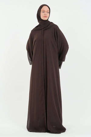 Long Lightweight Abaya and Matching Shawl Set with Snap Closure — aci-kahve