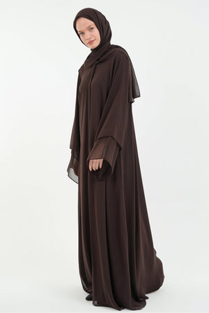 Long Lightweight Abaya and Matching Shawl Set with Snap Closure — aci-kahve
