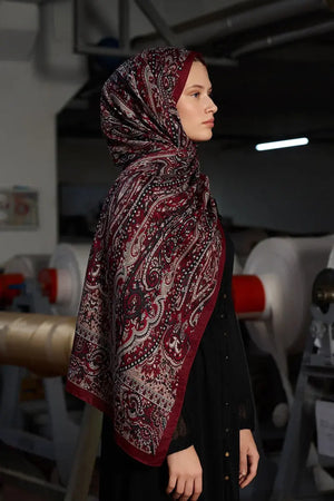 Patterned Polyester Scarf for Modest Styling — Bordo