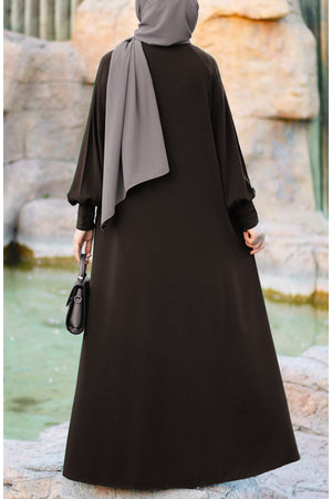 Relaxed Fit Long Crepe Ferace Dress with Adjustable Belt — Çok Renkli