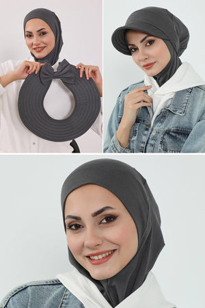 3-Piece Modest Head Covering Set: Ninja Bonnet, Visor & Hat