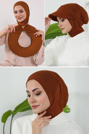 3-Piece Modest Head Covering Set: Ninja Bonnet, Visor & Hat