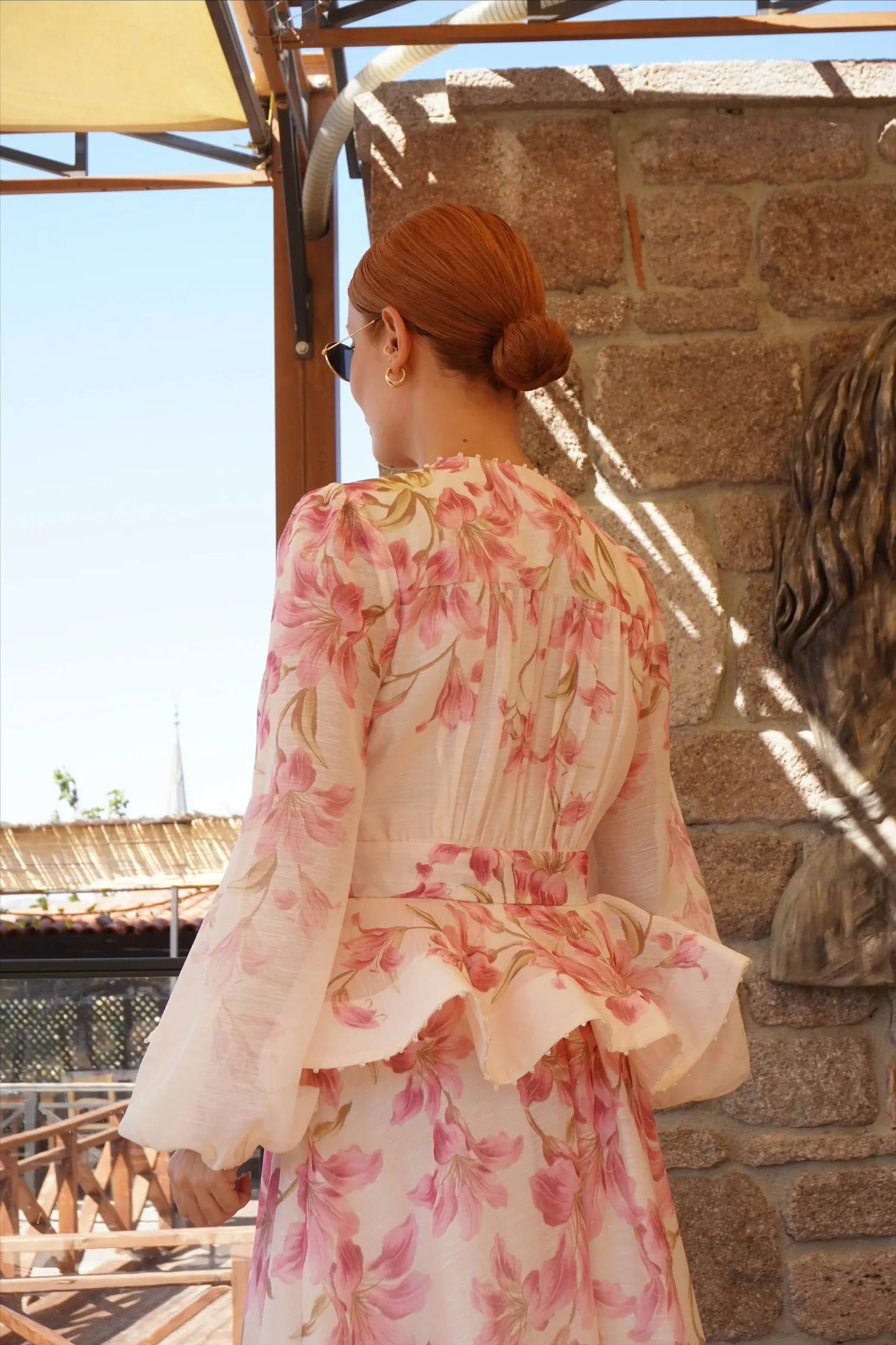 Floral Ruffle Blouse & Maxi Skirt Set SK023