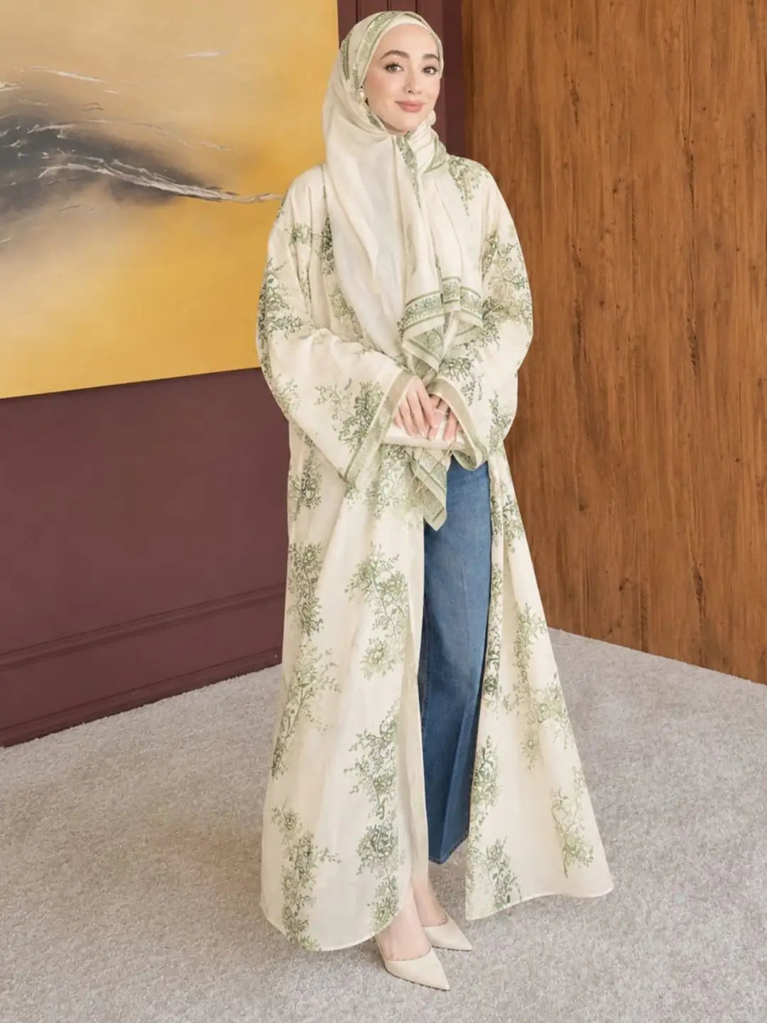 Chiffon Abaya and Shawl Set
