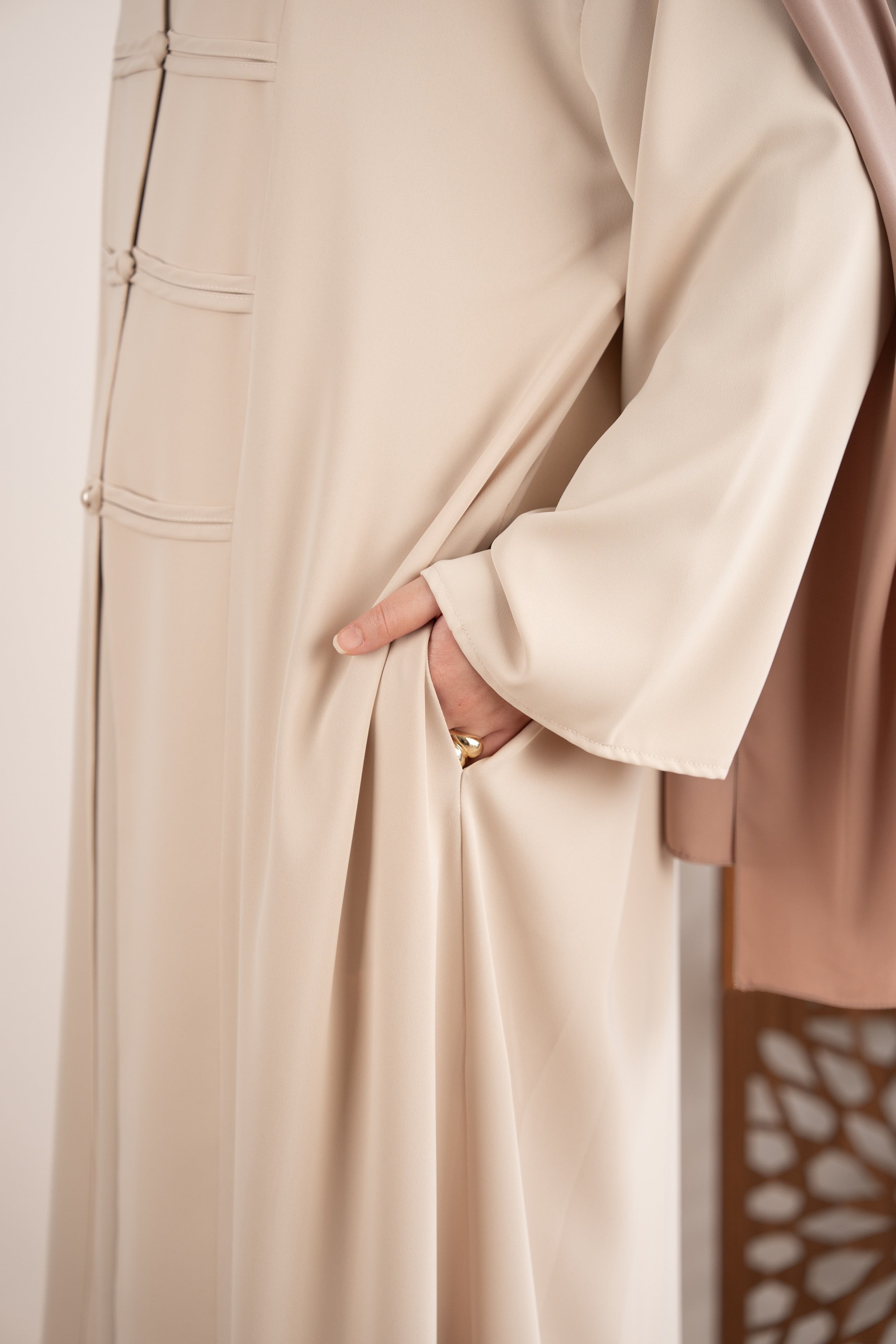Crepe Abaya with Decorative Front Buttons