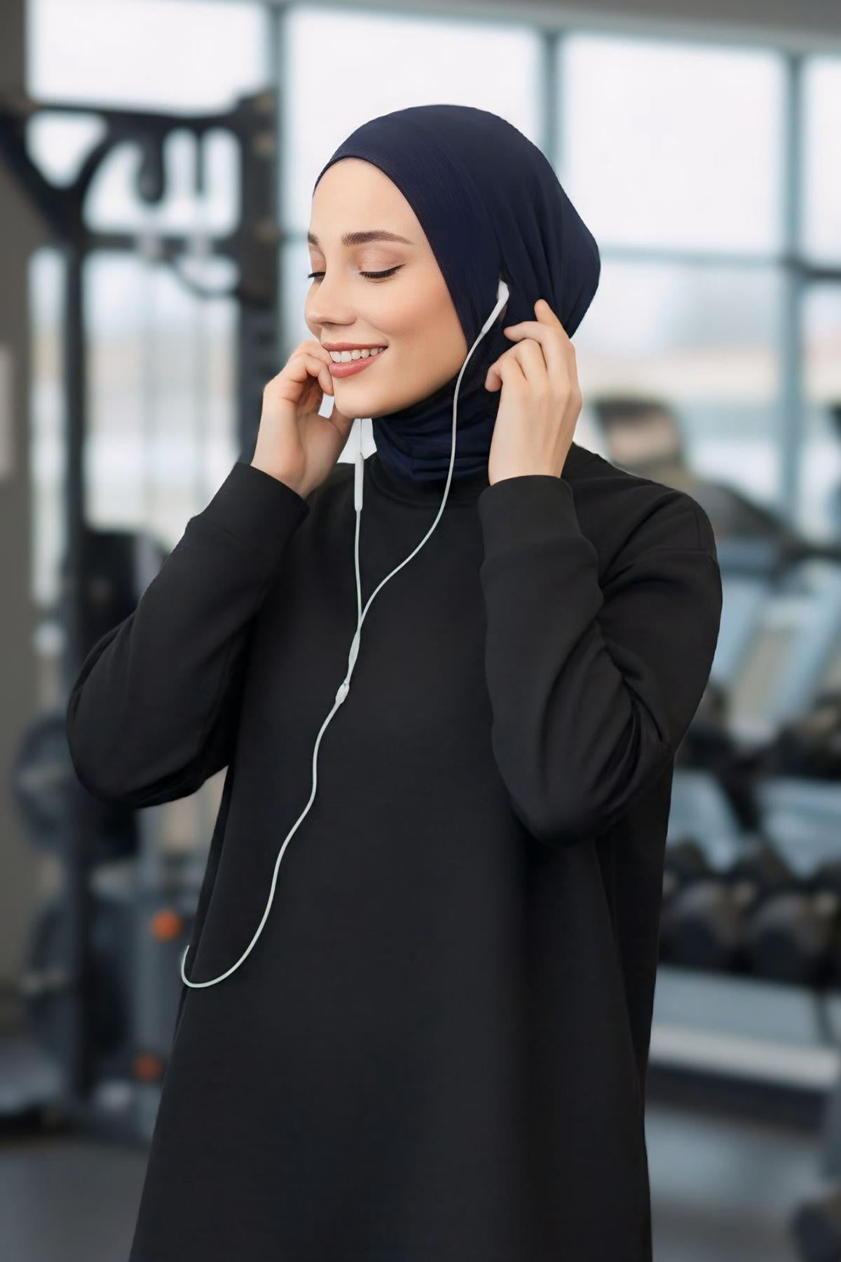 Modest Jersey Underscarf with Neck Coverage & Headphone Slot