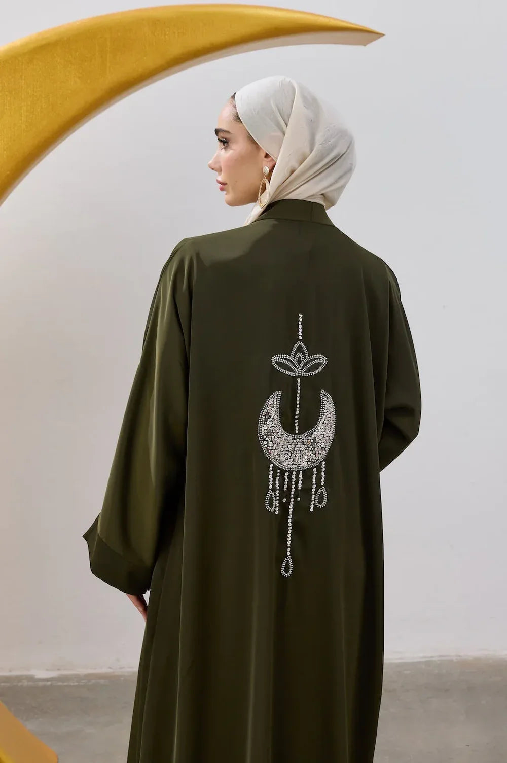 Hilal Back Stone Embroidered Abaya