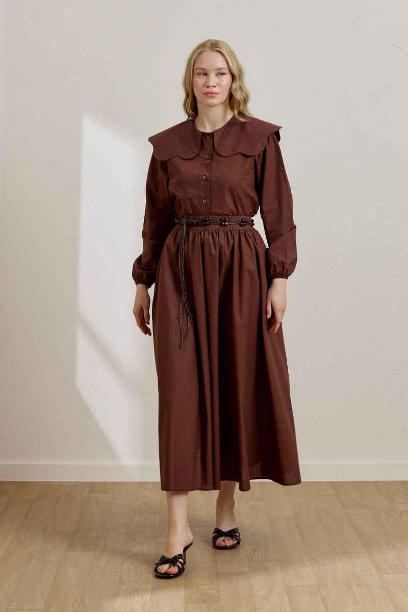 Daisy Collar Crop cotton Shirt & Balloon Skirt Set