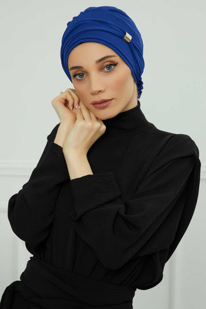 Ready-to-Wear Chiffon Turban with Metallic Accent