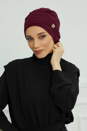 Ready-to-Wear Chiffon Turban with Metallic Accent