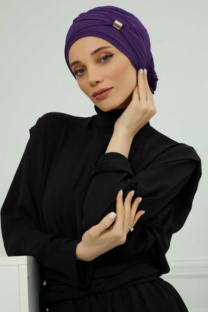Ready-to-Wear Chiffon Turban with Metallic Accent