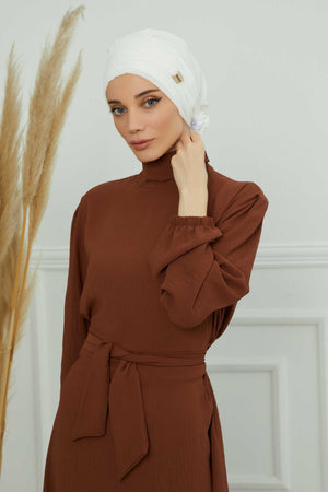 Ready-to-Wear Chiffon Turban with Metallic Accent