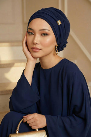 Ready-to-Wear Chiffon Turban with Metallic Accent
