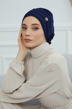 Ready-to-Wear Chiffon Turban with Metallic Accent