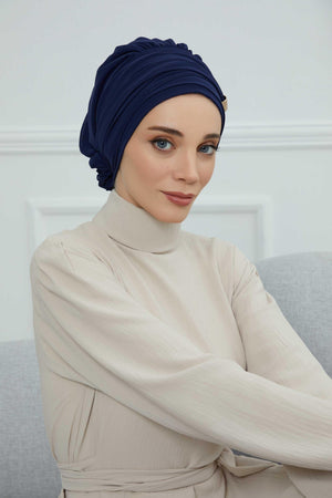 Ready-to-Wear Chiffon Turban with Metallic Accent