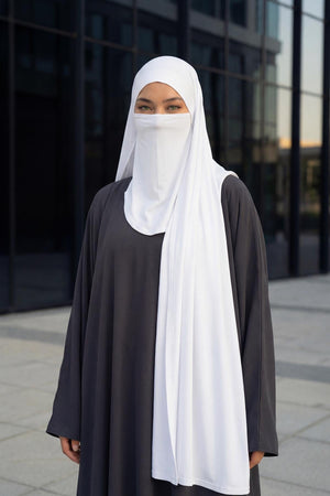 Ready-to-Wear Jersey Bonnet Shawl with Face Covering