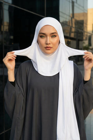 Ready-to-Wear Jersey Bonnet Shawl with Face Covering