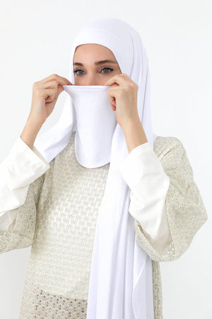 Ready-to-Wear Jersey Bonnet Shawl with Face Covering