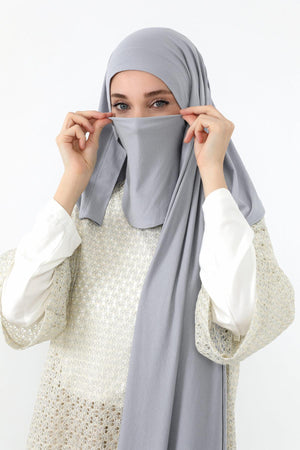 Ready-to-Wear Jersey Bonnet Shawl with Face Covering