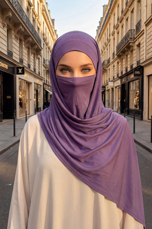 Ready-to-Wear Jersey Bonnet Shawl with Face Covering