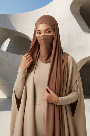 Ready-to-Wear Jersey Bonnet Shawl with Face Covering