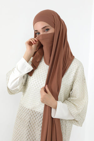 Ready-to-Wear Jersey Bonnet Shawl with Face Covering