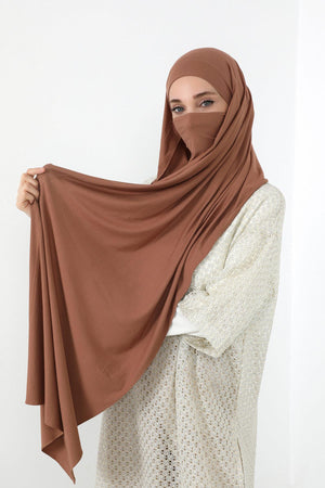 Ready-to-Wear Jersey Bonnet Shawl with Face Covering