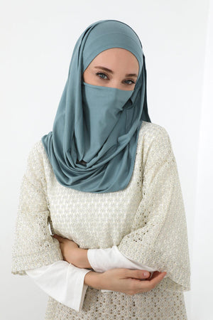 Ready-to-Wear Jersey Bonnet Shawl with Face Covering