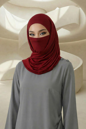 Ready-to-Wear Jersey Bonnet Shawl with Face Covering