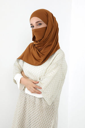 Ready-to-Wear Jersey Bonnet Shawl with Face Covering