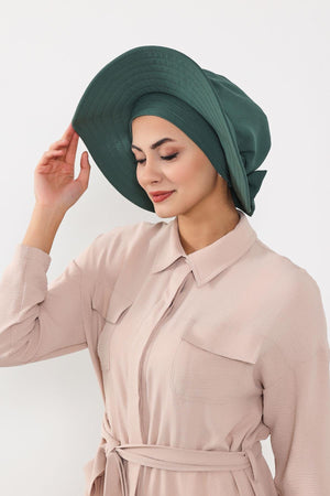 Modest Aerobin Turban Bonnet with Removable Wide-Brim Hat