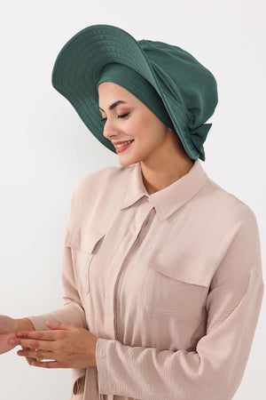 Modest Aerobin Turban Bonnet with Removable Wide-Brim Hat