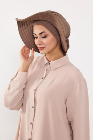 Modest Aerobin Turban Bonnet with Removable Wide-Brim Hat