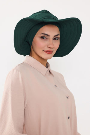 Modest Aerobin Turban Bonnet with Removable Wide-Brim Hat