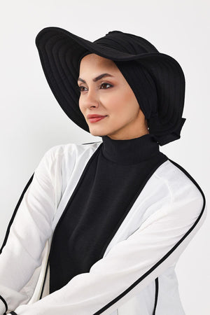 Modest Aerobin Turban Bonnet with Removable Wide-Brim Hat