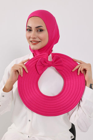 Soft Cotton-Blend Ninja Bonnet with Detachable Bow Accessory