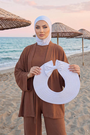 Soft Cotton-Blend Ninja Bonnet with Detachable Bow Accessory