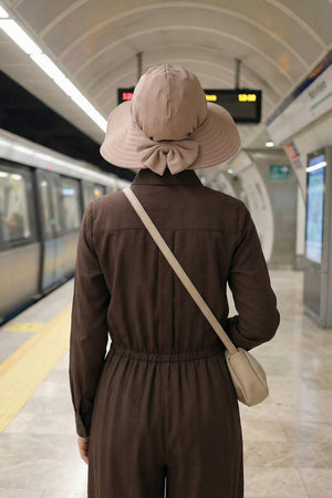 Soft Cotton-Blend Ninja Bonnet with Detachable Bow Accessory