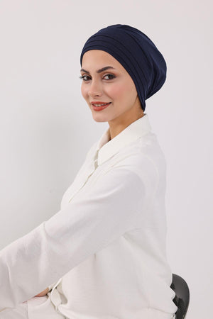 Jersey Bonnet Turban with Wide-Brim Sun Hat